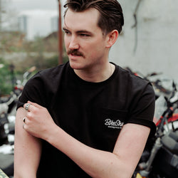 Joe wearing our BSMC Chain Slub T Shirt - Black