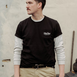Joe posing in our BSMC Chain Slub T Shirt - Black