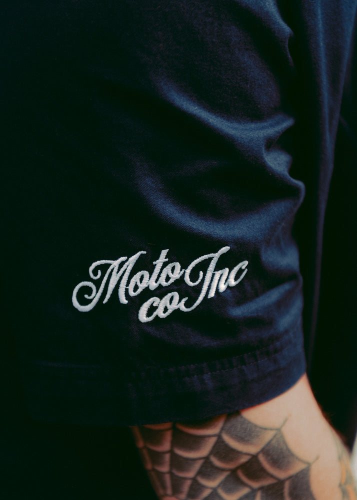 BSMC Garage Patch Shirt - Navy sleeve detail close up