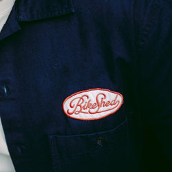 BSMC Garage Patch Shirt - Navy logo close up