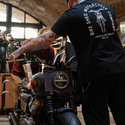 Liam wearing our BSMC Tracker Bars T-Shirt - Black