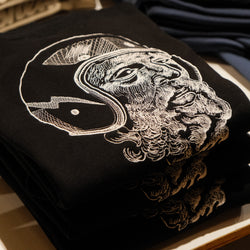 Zeus Embroidered Sweatshirt Black back logo close up