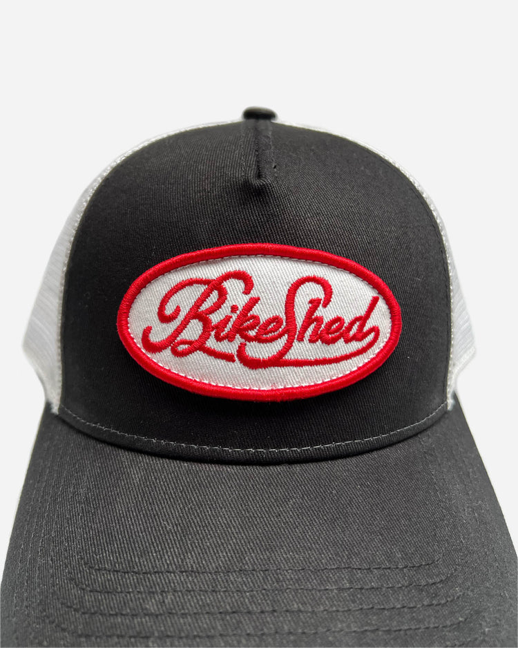 BSMC Garage Patch Cap - Black/White, front on