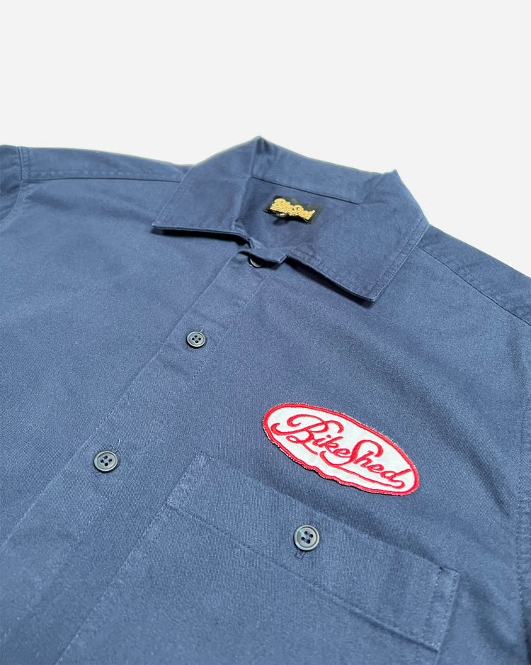 BSMC Garage Patch Shirt - Navy, logo close up