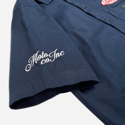BSMC Garage Patch Shirt - Navy, sleeve logo close up
