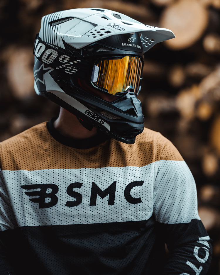 Gorm Moto wearing our BSMC Wing Race Jersey - Gold