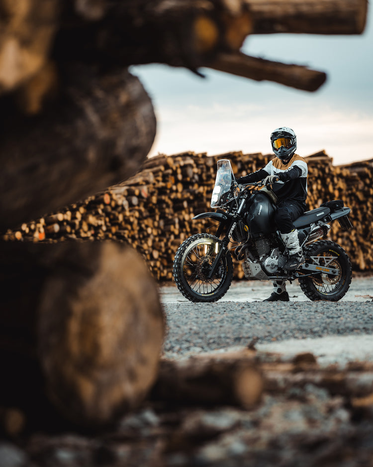 Gorm Moto wearing our BSMC Wing Race Jersey - Gold