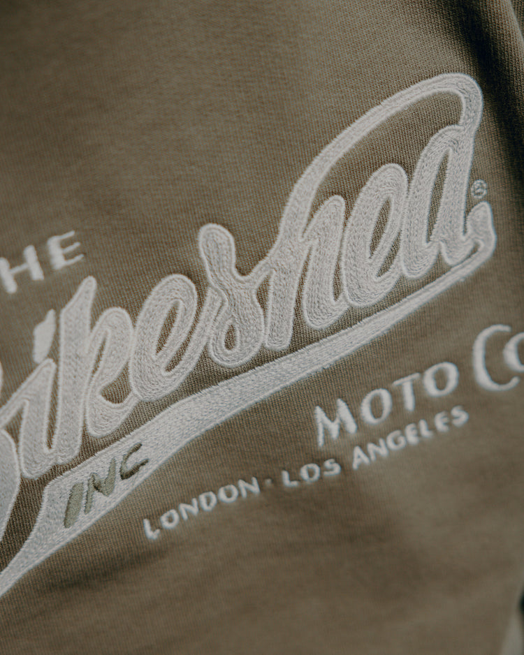 Inc Applique Sweatshirt Khaki logo close up