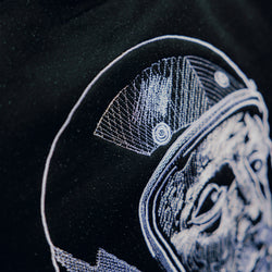 Zeus Embroidered Sweatshirt Black back logo close up