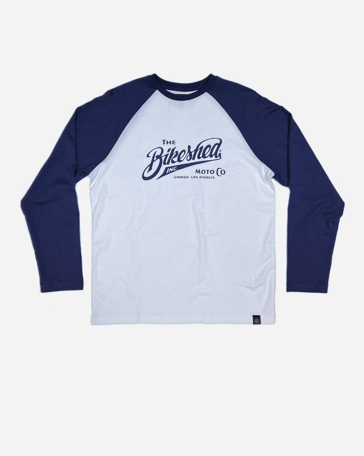 BSMC Inc. Baseball Jersey LS - Navy/White, front