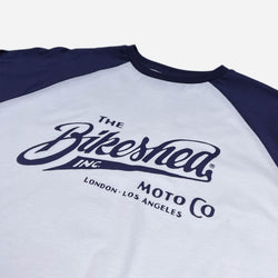 BSMC Inc. Baseball Jersey LS - Navy/White, logo close up