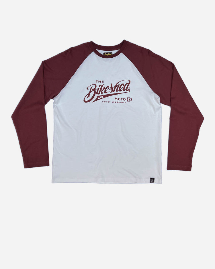 BSMC Inc. Baseball Jersey LS - Burgundy/White, front