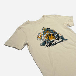 BSMC Kids Track Wolf T Shirt - Cream, side on