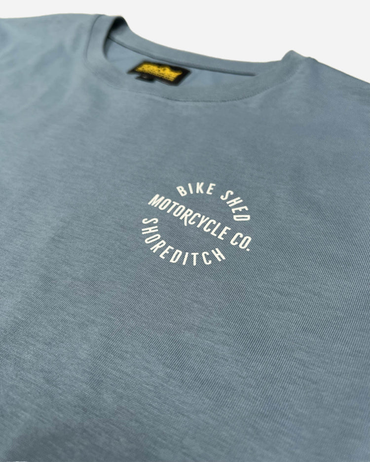 BSMC LDN Rocker T Shirt - Blue, logo close up