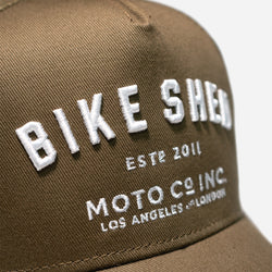 BSMC ESTD. Cap - Khaki, logo close up
