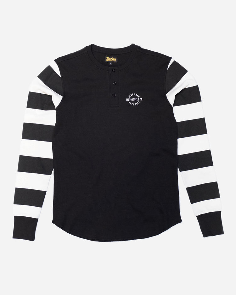 BSMC Rocker Long Sleeve Waffle - Black/Cream, front