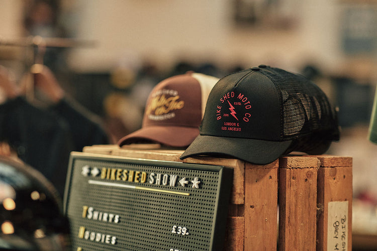 BSMC Lightning Cap - Black, merchandised at the show