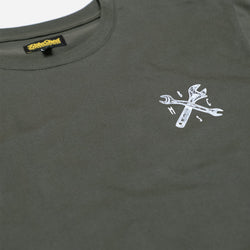 BSMC Toolkit T-Shirt - Khaki, chest logo close up