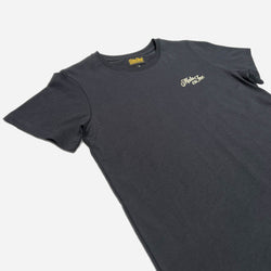 BSMC Women's Los Angeles T Shirt - Asphalt/Ecru, side on close up