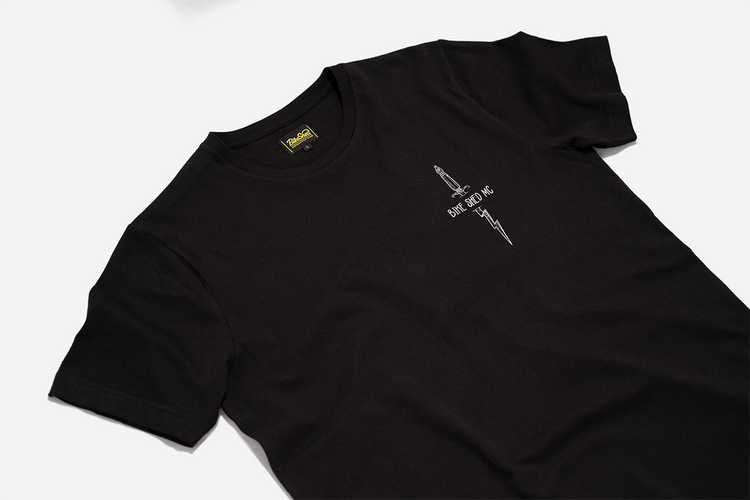 BSMC Zeus T Shirt, side on close up