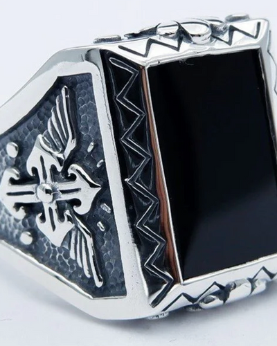 SILVERBONE Flying Cross Onix Ring
